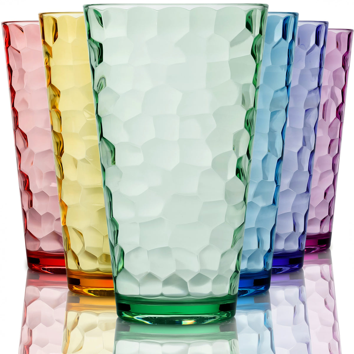 Premium Plastic Hammered Drinking Glasses Mixed Colors 6