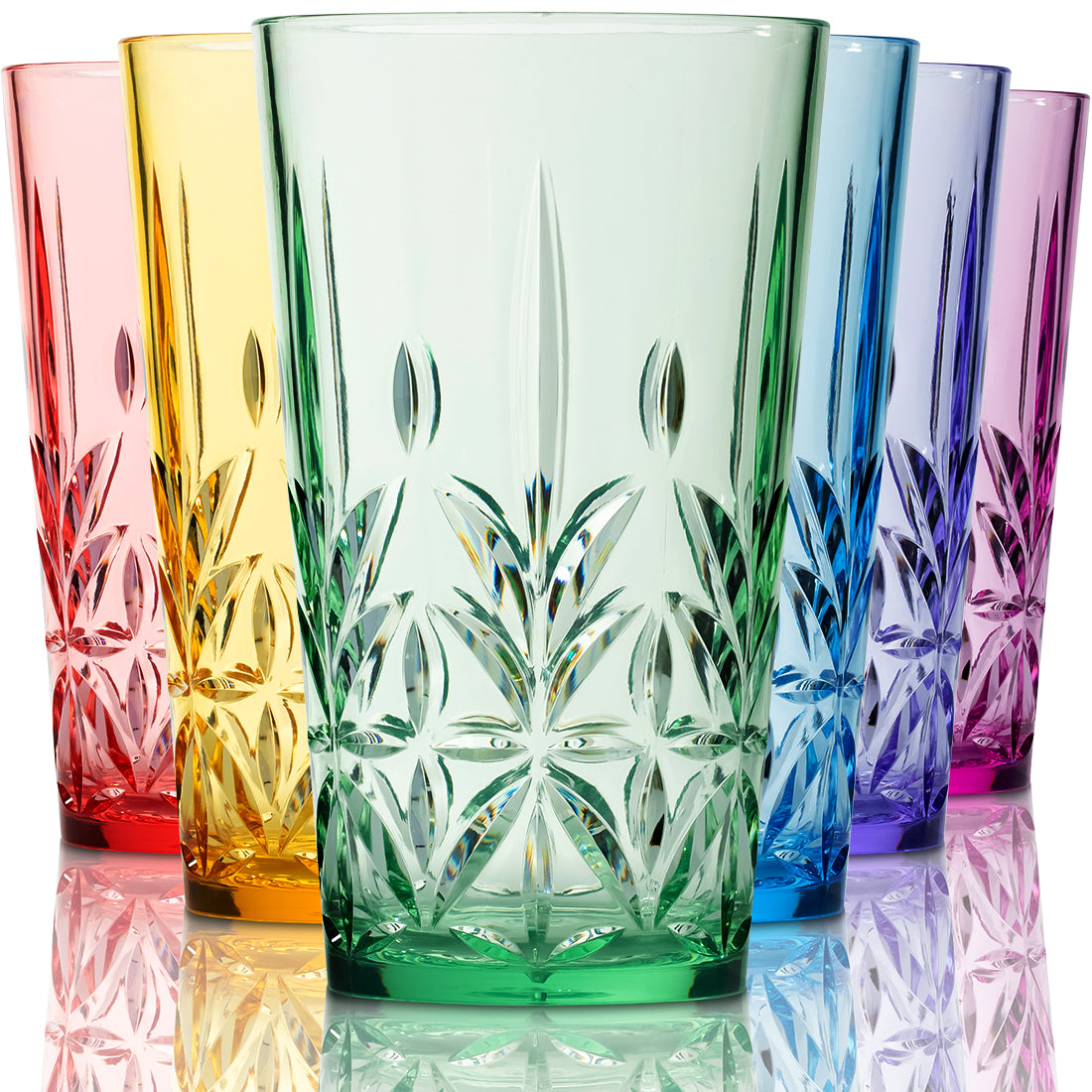 Bravario Plastic Drinking Glasses Mixed Colors Royal Premium Collection