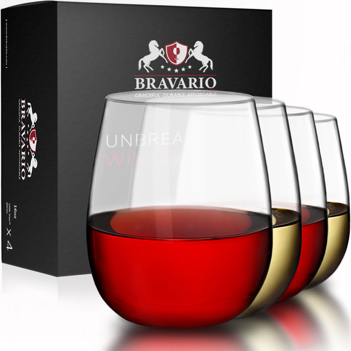 Unbreakable Wine Glasses – Stemless Bravario Wine Glasses