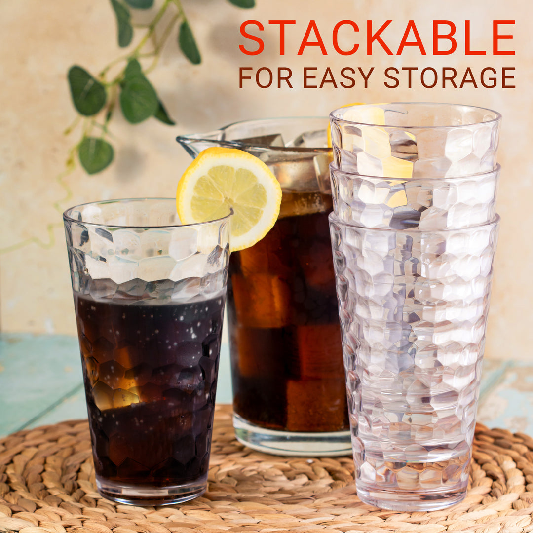 Premium Plastic Hammered Drinking Glasses 10