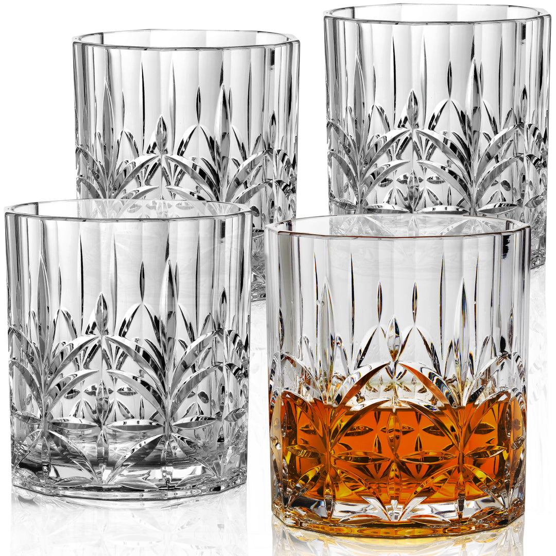 Bravario Plastic Whiskey Glasses Set of 4, 13 oz Unbreakable BPA-free Tritan Tumblers