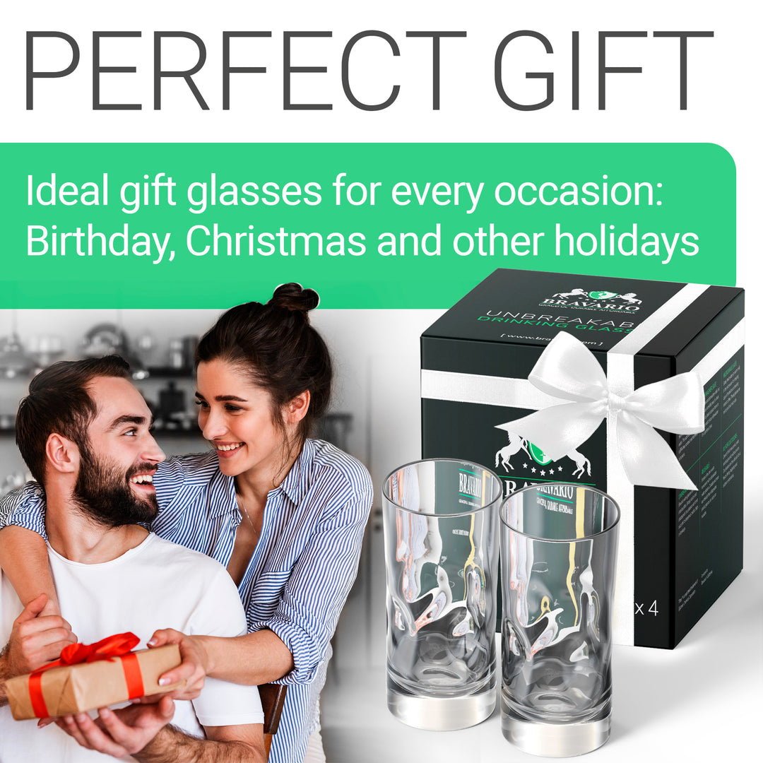 20 oz drinking glasses with finger indents Unbreakable Drinking Glasses with Indentations for Grip – Bravario
